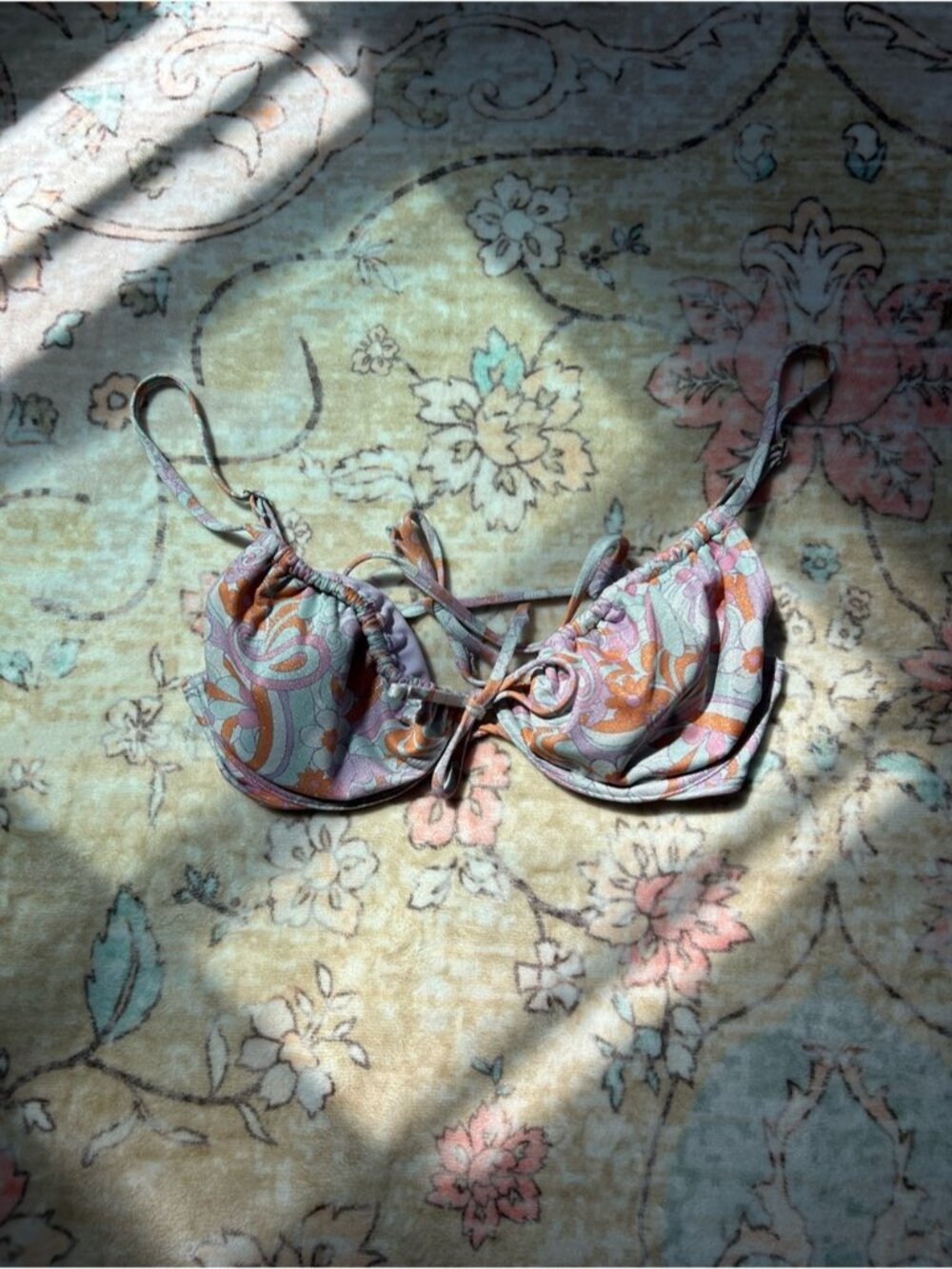 Hollister Paisley Underwire Bikini Top in Pink and Orange